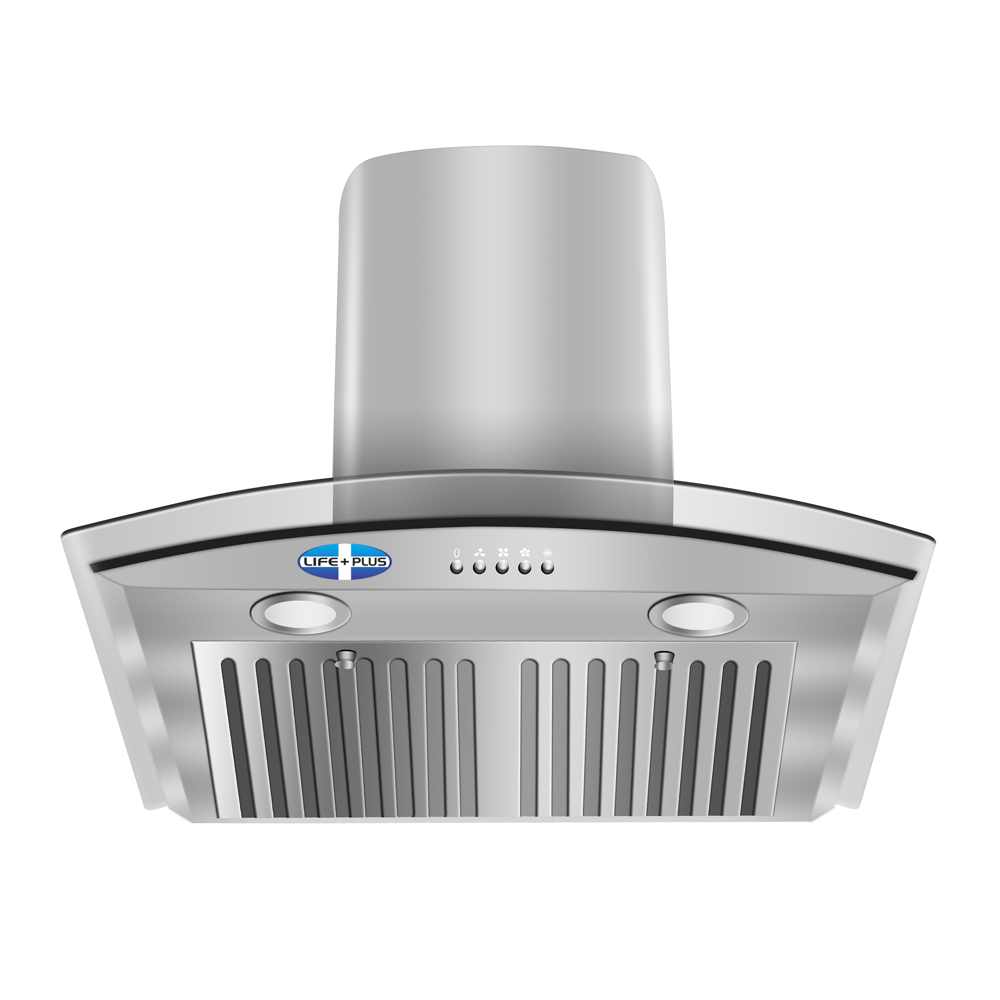 Kitchen Chimney Curved Glass with Push Button Italian Motor Baffle filters 60cm 1200 m3/h -(Pluto SS 1200)