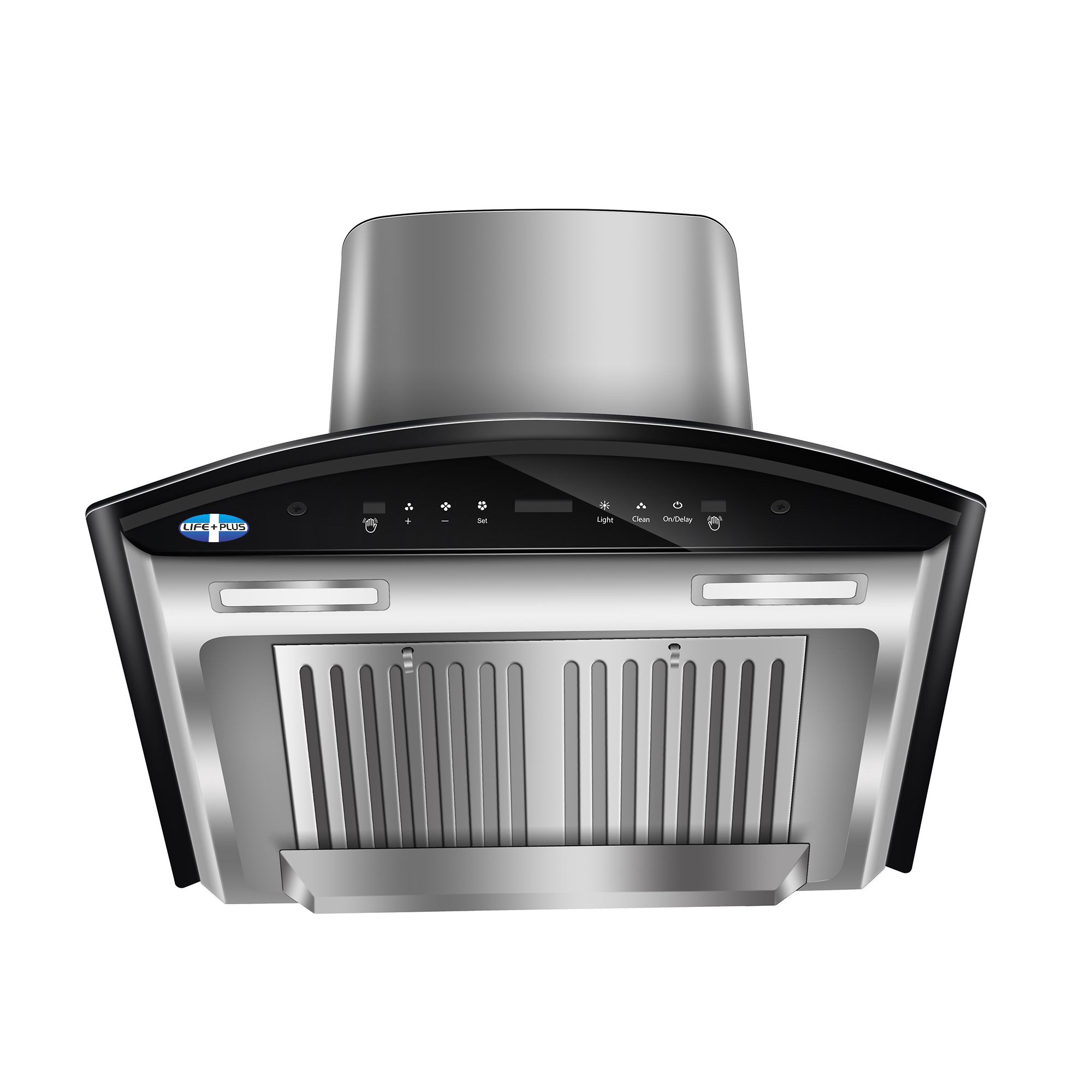 Auto Clean Chimney Curved Glass Baffle Filters with Motion Sensor 60cm 1300 m³/h - (Diamond 1300 SS)