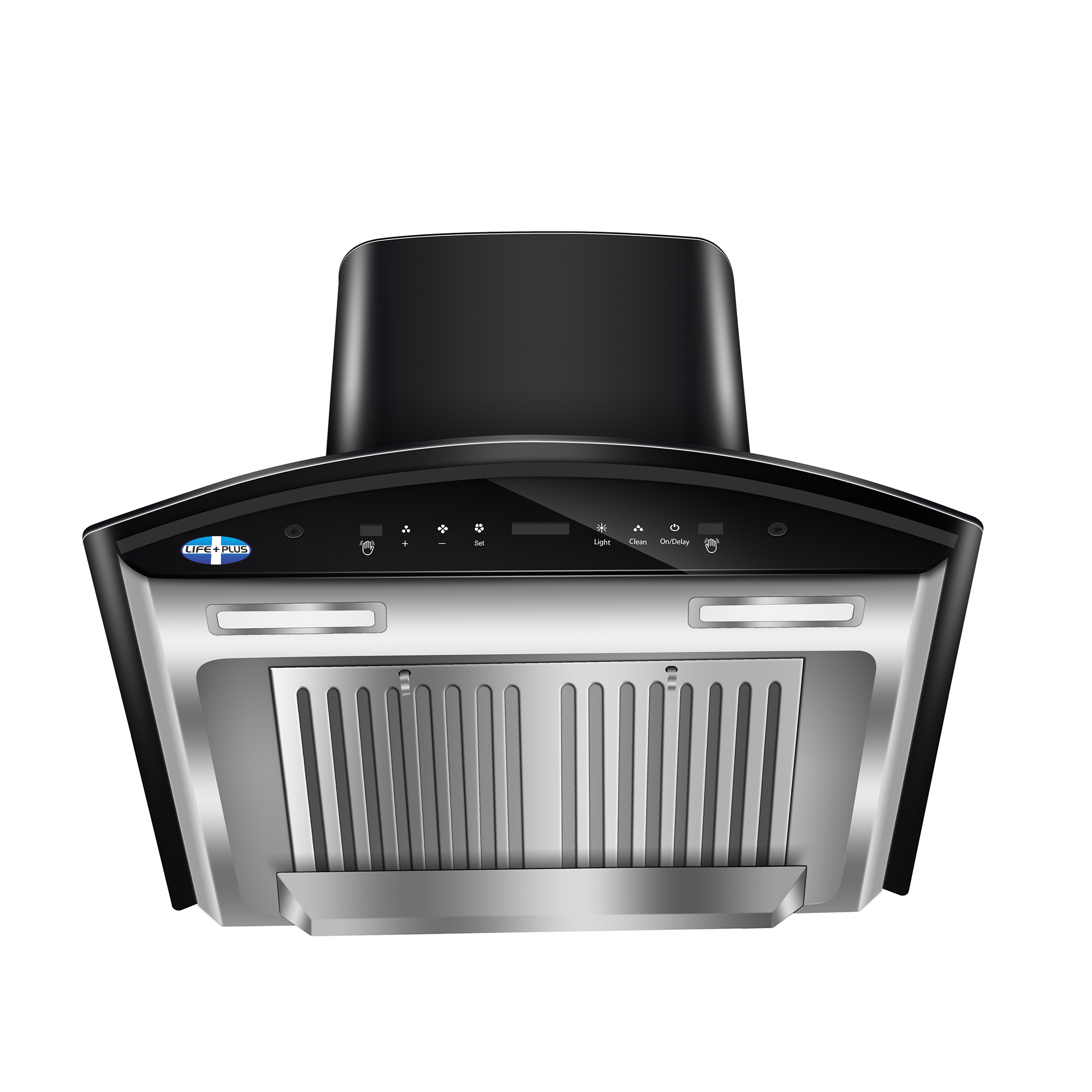 Auto Clean Chimney Curved Glass Baffle Filters with Motion Sensor 60cm 1300 m³/h - (Diamond 1300 BK)